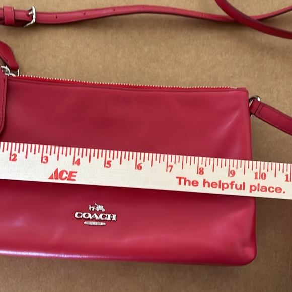 Coach Smith Crosby Red Silvertone Hardware Double Zip Leather Crossbody - Picture 9 of 16